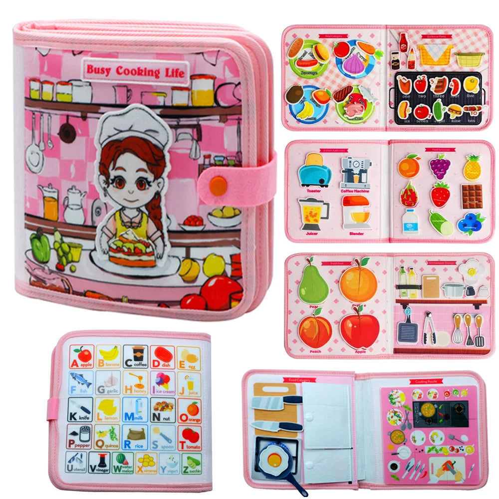 Montessori Meşgul Kitap - 3D Bebek Hikaye Kumaş Aktivite Sessiz Kitap Okul Öncesi Eğitim Seyahat Oyuncağı