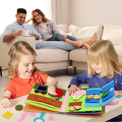 Montessori Meşgul Kitap - 3D Bebek Hikaye Kumaş Aktivite Sessiz Kitap Okul Öncesi Eğitim Seyahat Oyuncağı